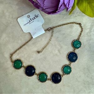 NWT Charming Charlie Blue and Green Statement Necklace